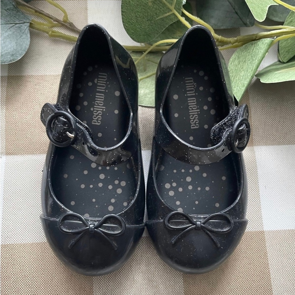 Mini Melissa Sparkly Black Dress Shoes for Kids